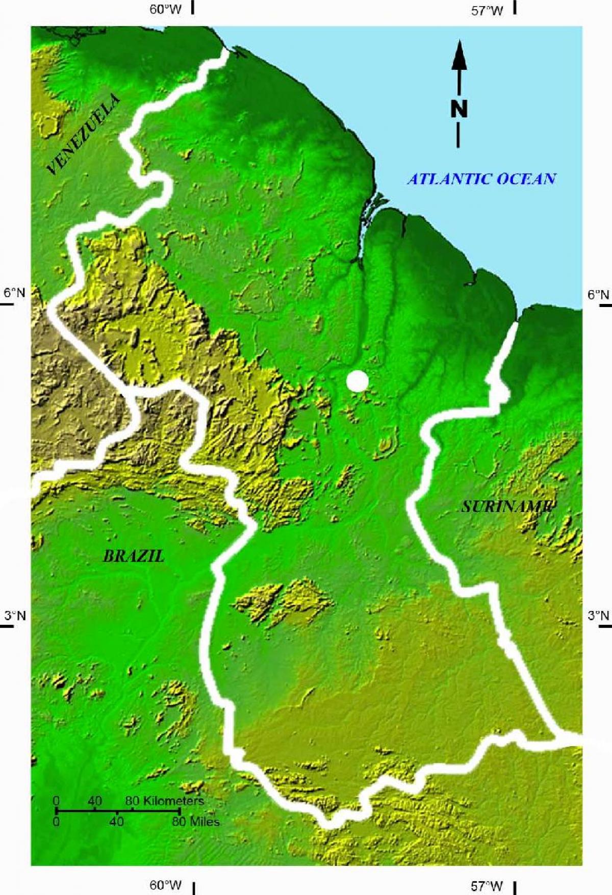 kaart, satelliit-kaart Guajaana