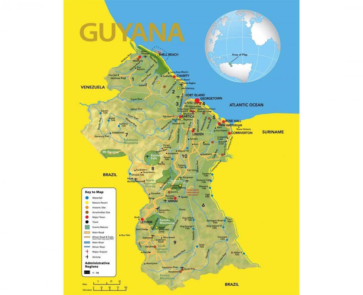 kaart Guyana asukoht kaardil