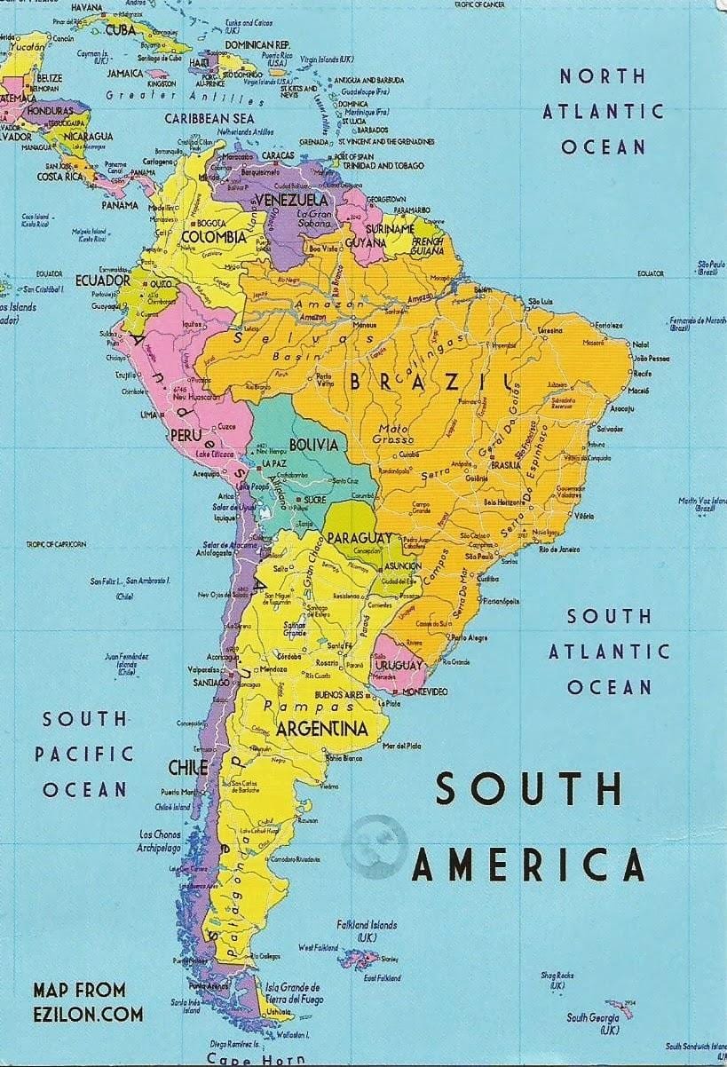 kaart Guyana lõuna-ameerika