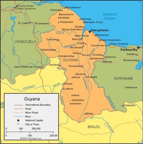 kaart Guyana poliitilise
