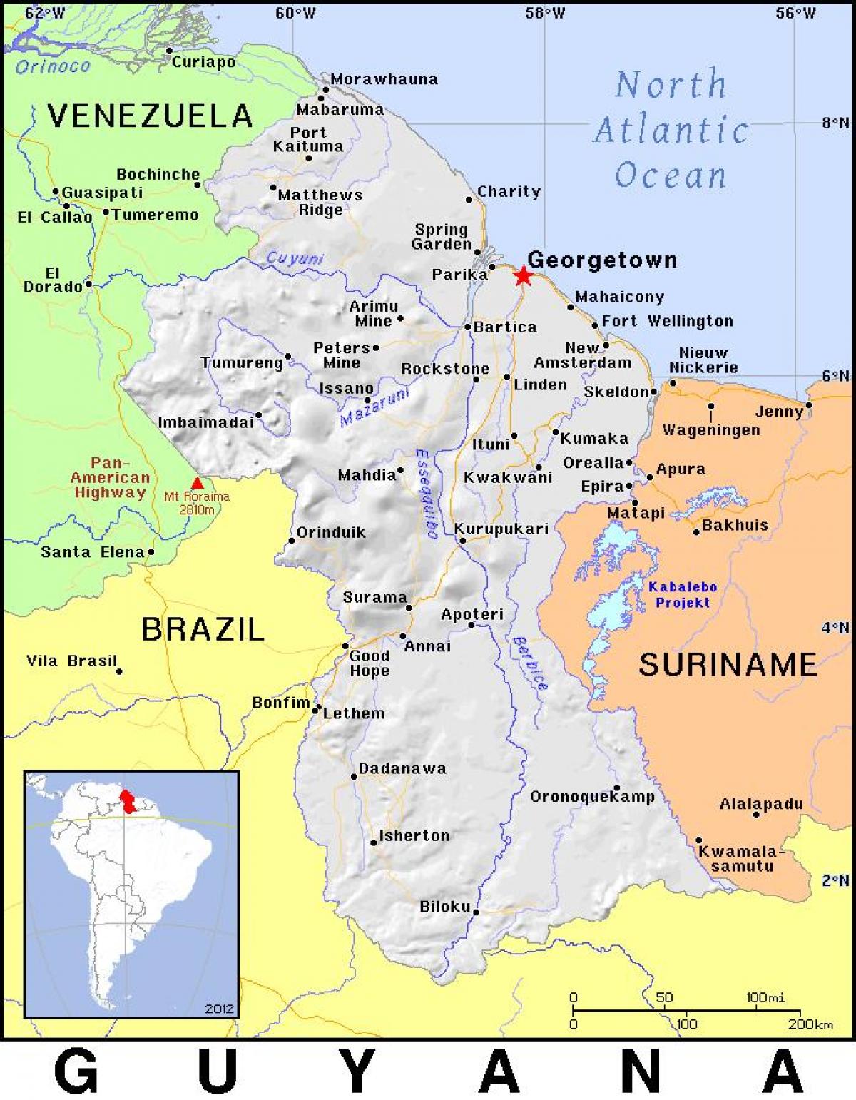 kaart Guyana riik