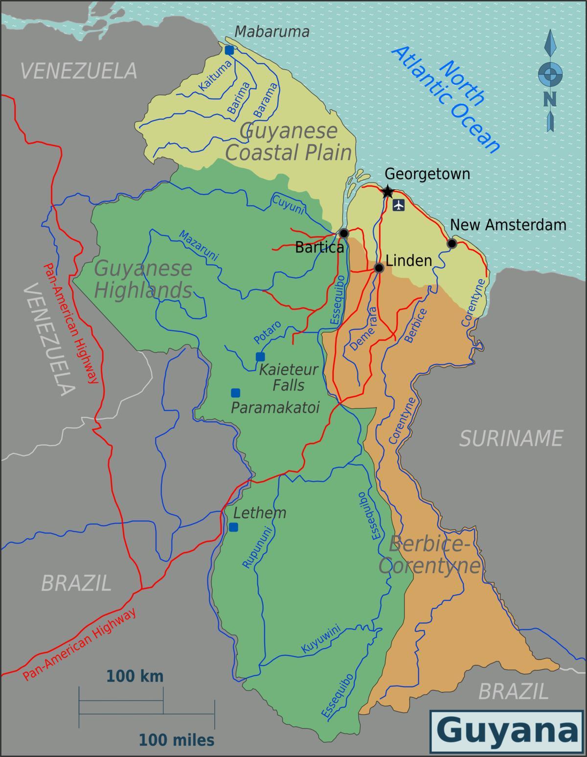 east coast demerara Guyana kaart
