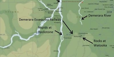 Kaart essequibo rannikul Guajaana
