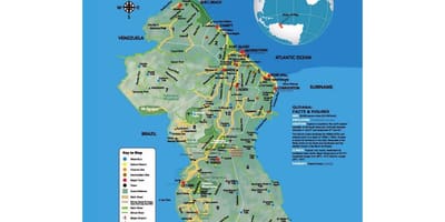 Kaart, kaardi, mis näitab, kuidas amerindians tuli Guajaana